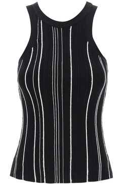 ribbed knit tank top with spaghetti