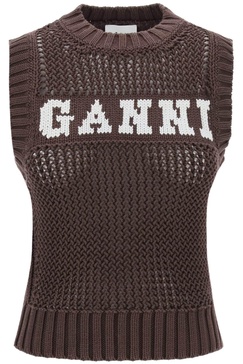 Open-stitch Knitted Vest With Logo