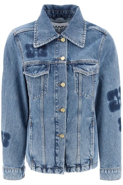 Ganni Denim Jacket With Patch Detail