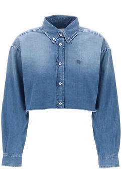 denim cropped shirt for women