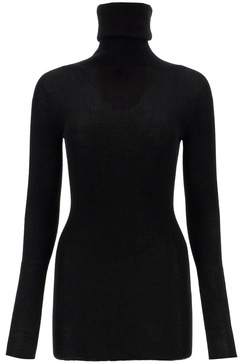 high-neck wool pullover sweater