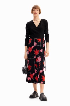 Floral wrap midi dress