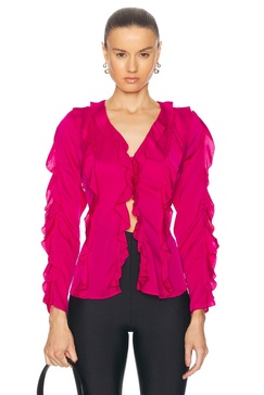 Amira Bias Ruffle Long Sleeve Top