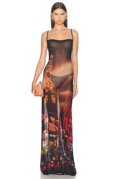 Pigalle Mesh Slip Printed Dress