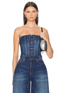 Lace Up Denim Corset Top