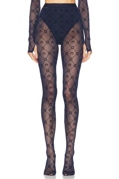 Moonogram Mesh Flock Tights