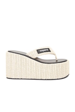 Branded Raffia Wedge Sandal