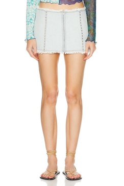 Loran Crystal Embellished Denim Mini Skirt