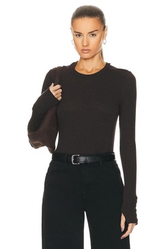 Cashmere Easy Cuffed Crewneck Top