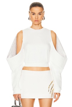 Crystal Embellished Cold Shoulder Sweatshirt