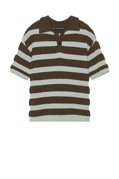 Bubble Stripe Polo Sweater