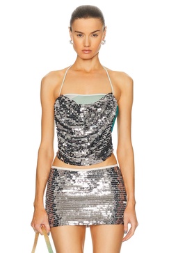 Nide Sequin Detailed Draped Top