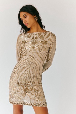 Nightcap Embellished Boat Neck Mini Dress