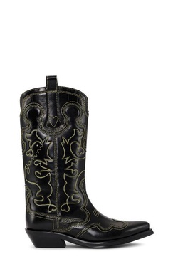 Ganni Women's Embroidered Leather Western Boots - UK 3