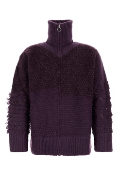 Purple mohair blend oversize cardigan