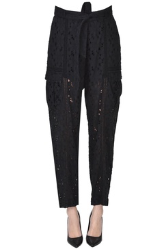 Sangallo lace cargo trousers