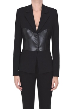 Eco-leather insert blazer