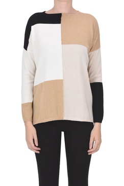 Color block cashmere pullover