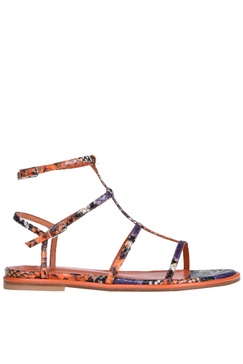 Reptile effect leather sandals