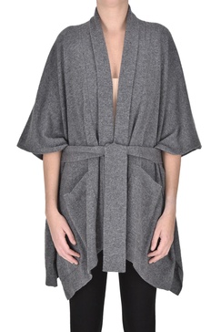 Poncho style cashmere cardigan 