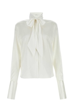 White Stretch Satin Shirt