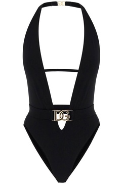 Plunging Neckline Belted Swimsuit