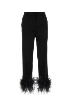 Miu Miu Woman Black Stretch Grain De Poudre Pant