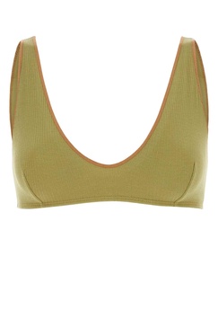 Green Stretch Cotton Bra