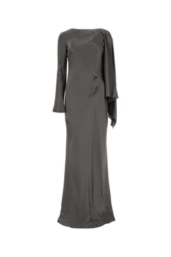 Dark Grey Satin Long Dress Alberta Ferretti