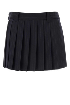 Embroidered Stretch Wool Mini Skirt