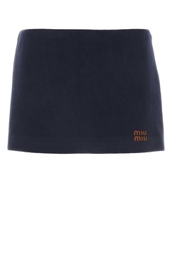 Navy Blue Cotton Mini Skirt