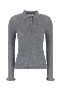 Grey Wool Oda Polo Shirt