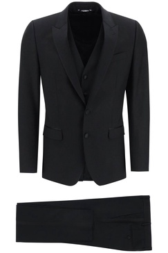 Three-piece wool and silk-blend tuxedo