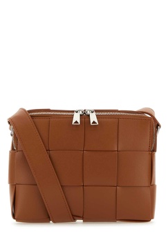 Light Brown Leather Cassette Camera Crossbody Bag