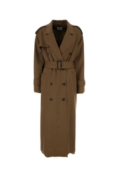 Belted Raw-cut Maxi Trench Coat