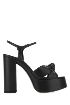 Saint Laurent Woman Black Leather Bianca 85 Sandals