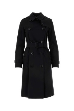 Burberry Woman Black Gabardine Heritage Kensington Trench Coat