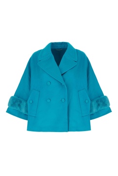 Turquoise Wool Blend Coat