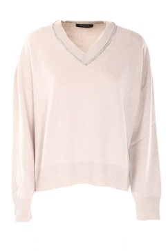 Sequin-detailed V-neck Knitted Jumper