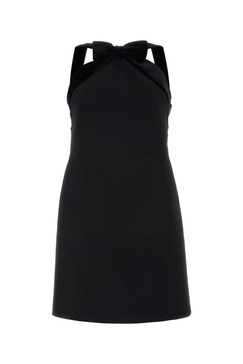 Miu Miu Woman Black Grain De Poudre Mini Dress