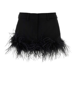 Miu Miu Woman Black Stretch Wool Mini Skirt