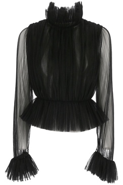 Khaite Pleated Transparent Tulle Top