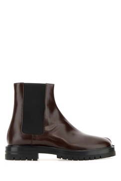 Maison Margiela Man Burgundy Leather Tabi County Chelsea Ankle Boots