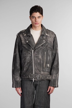 Kay Biker Jacket In Grey Cotton