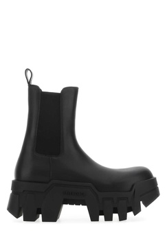 Balenciaga Woman Black Leather Bulldozer Ankle Boots