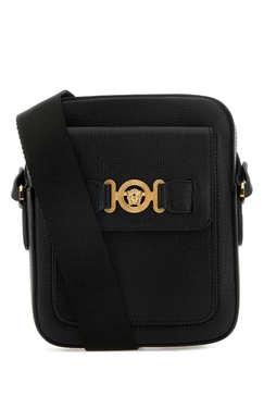 Versace Man Black Leather Medusa Biggie Crossbody Bag