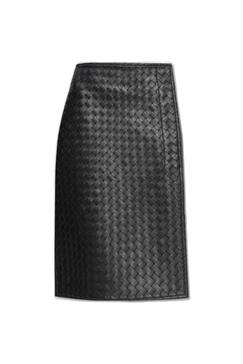 Intrecciato Leather Pencil Skirt