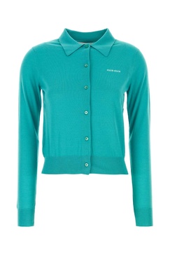 Turquoise Cashmere Blend Cardigan