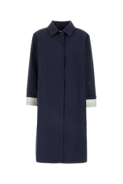 Miu Miu Woman Midnight Blue Cotton Trench Coat