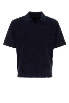 Dark Blue Terry Fabric Polo Shirt